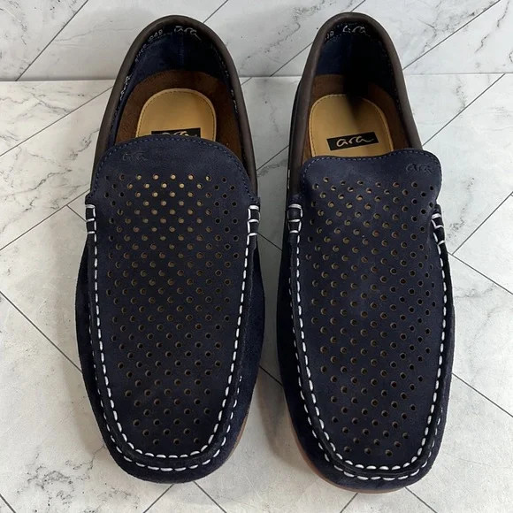 NWT ARA Mens Merrick Navy Suede Slip-On Moccasin Loafers Size 12